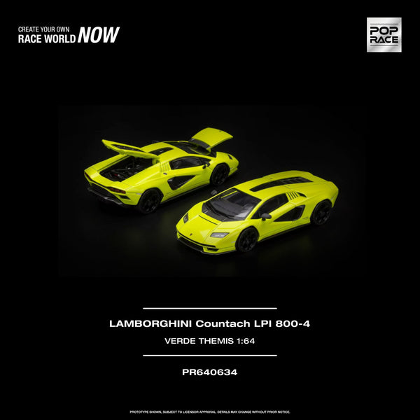 [POP RACE] 1:64 Lamborghini Countach LPI 800-4 Verde Themis