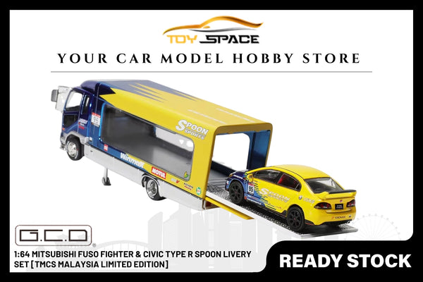 [GCD] 1:64 Mitsubishi Fuso Fighter & Civic Type R Spoon Livery Set [TMCS Malaysia Limited Edition]