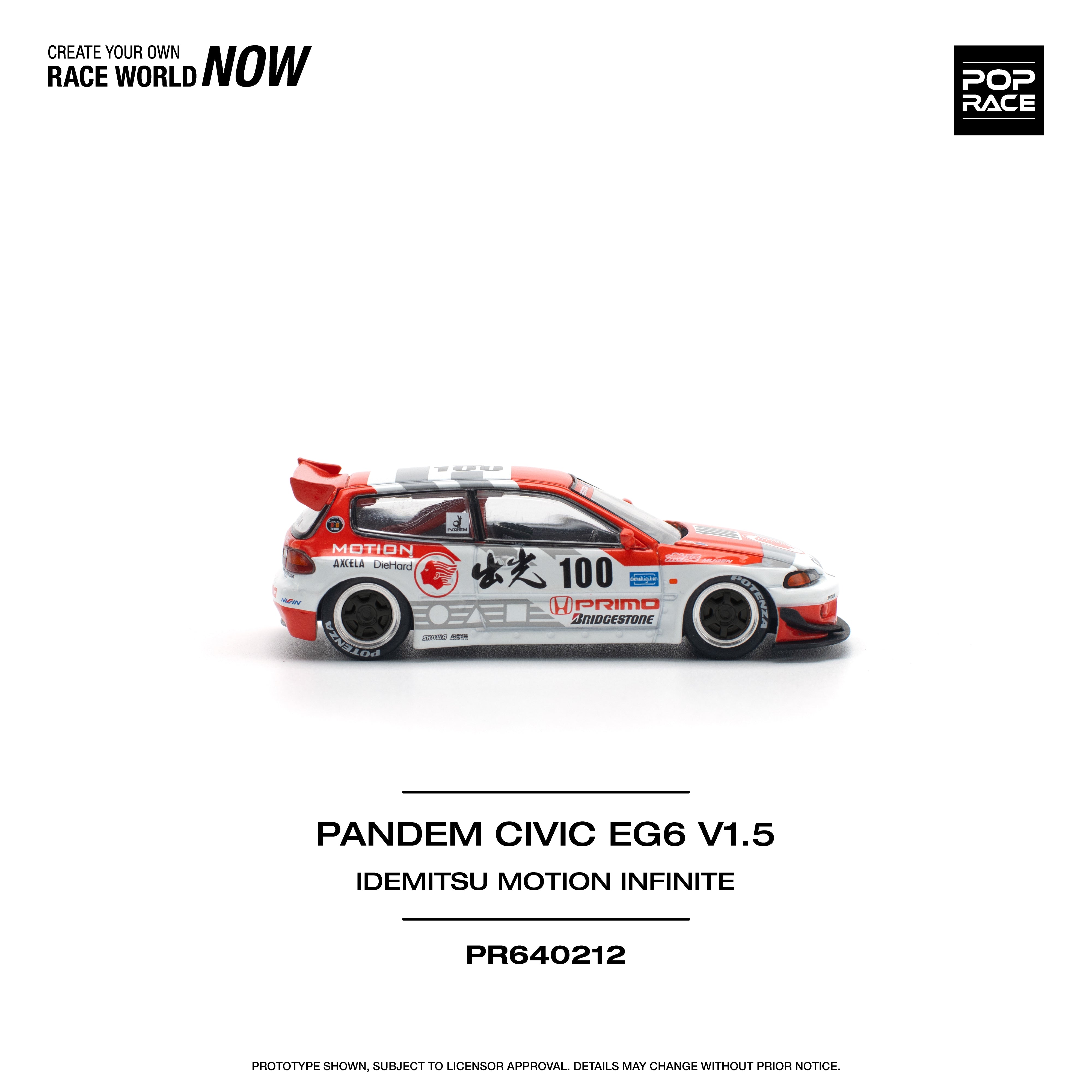 [POP RACE] 1:64 Pandem Civic EG6 V1.5 Idemitsu Motion Infinite