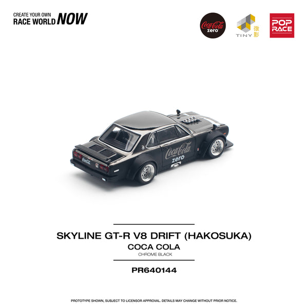 [POP RACE] 1:64 Skyline GT-R V8 Drift (Hakosuka) Coca Cola Zero Black Chrome