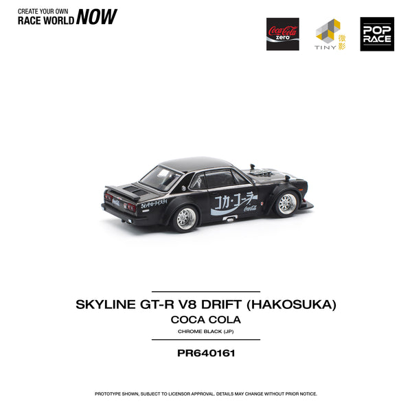 [POP RACE] 1:64 Skyline GT-R Drift (Hakosuka) - Coca Cola Zero JP Black Chrome