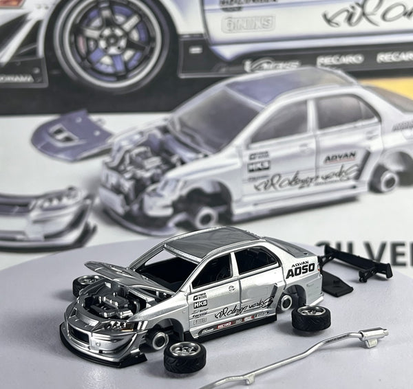 [PEAKO] 1:64 Varis Mitsubishi Lancer Evolution IX Silver Metallic - Toy Space Diecast Online Store Singapore