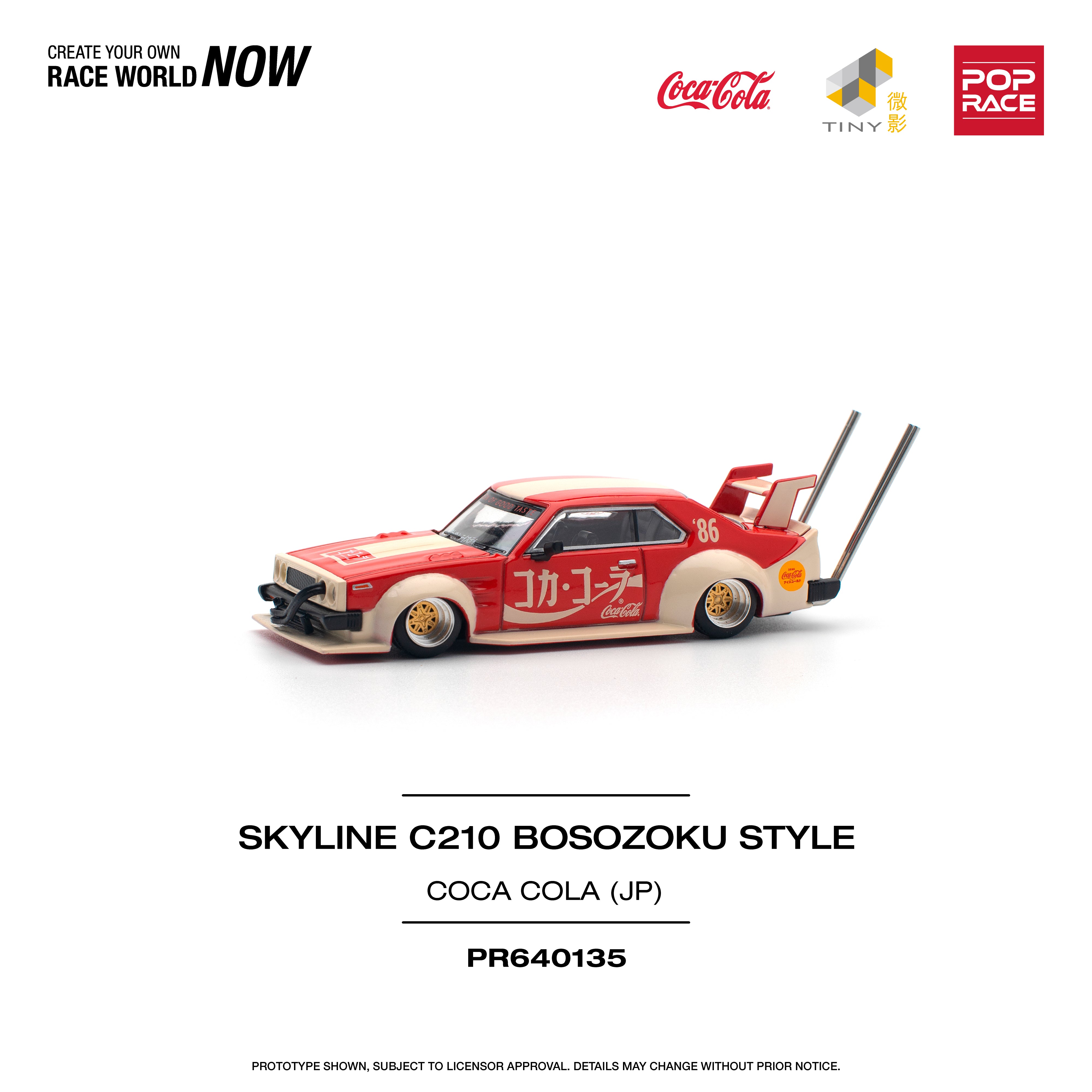 [POP RACE] 1:64 Nissan Skyline C210 Kaido Racer (Bosozoku Style) - Coca Cola JP