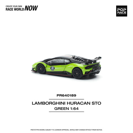 [POP RACE] 1:64 Lamborghini Huracan STO (LP640-2) 10 Anniversario - Green/Black - Toy Space Diecast Online Store Singapore