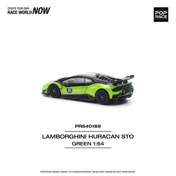 [POP RACE] 1:64 Lamborghini Huracan STO (LP640-2) 10 Anniversario - Green/Black