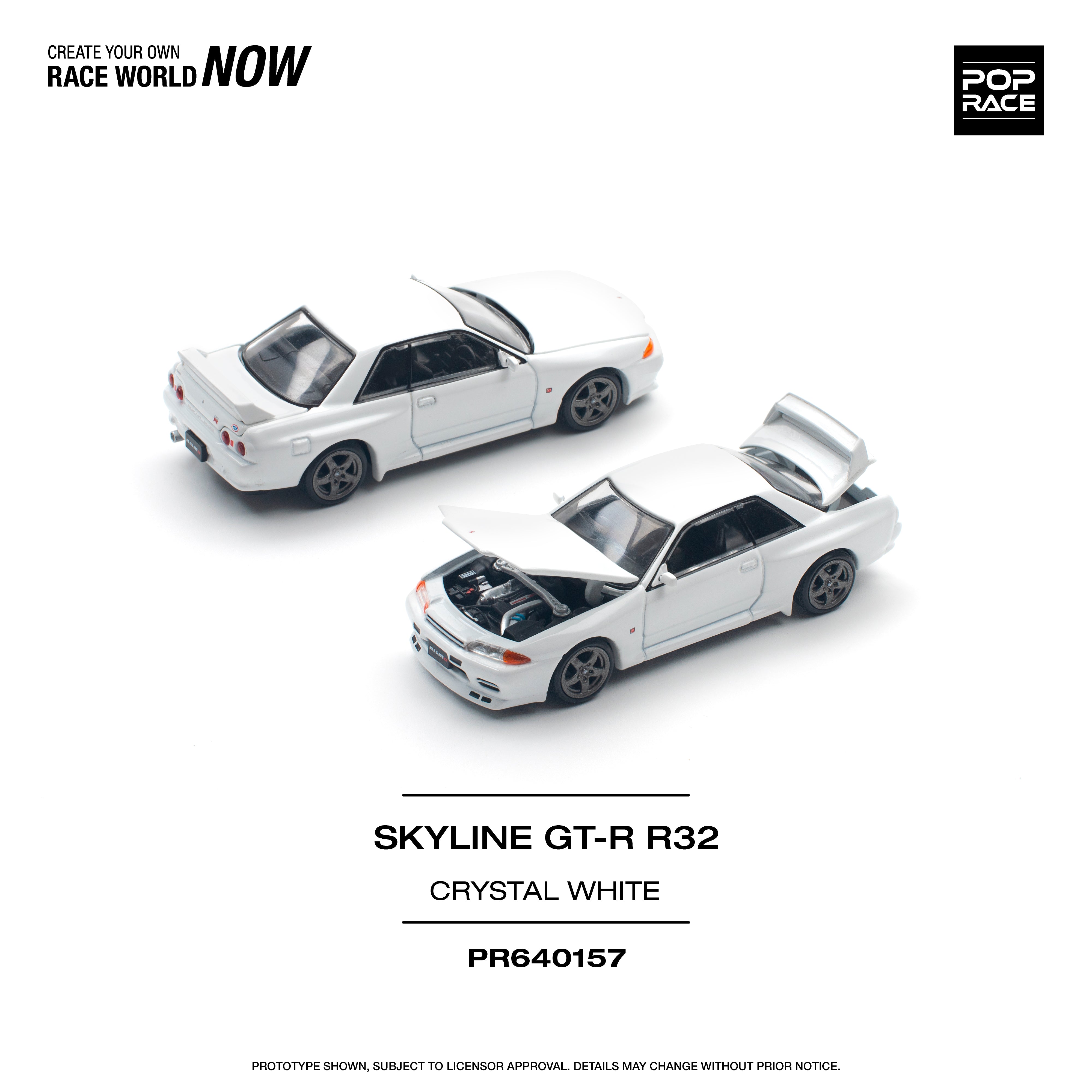 [POP RACE] 1:64 Nissan Skyline GT-R R32 - Crystal White