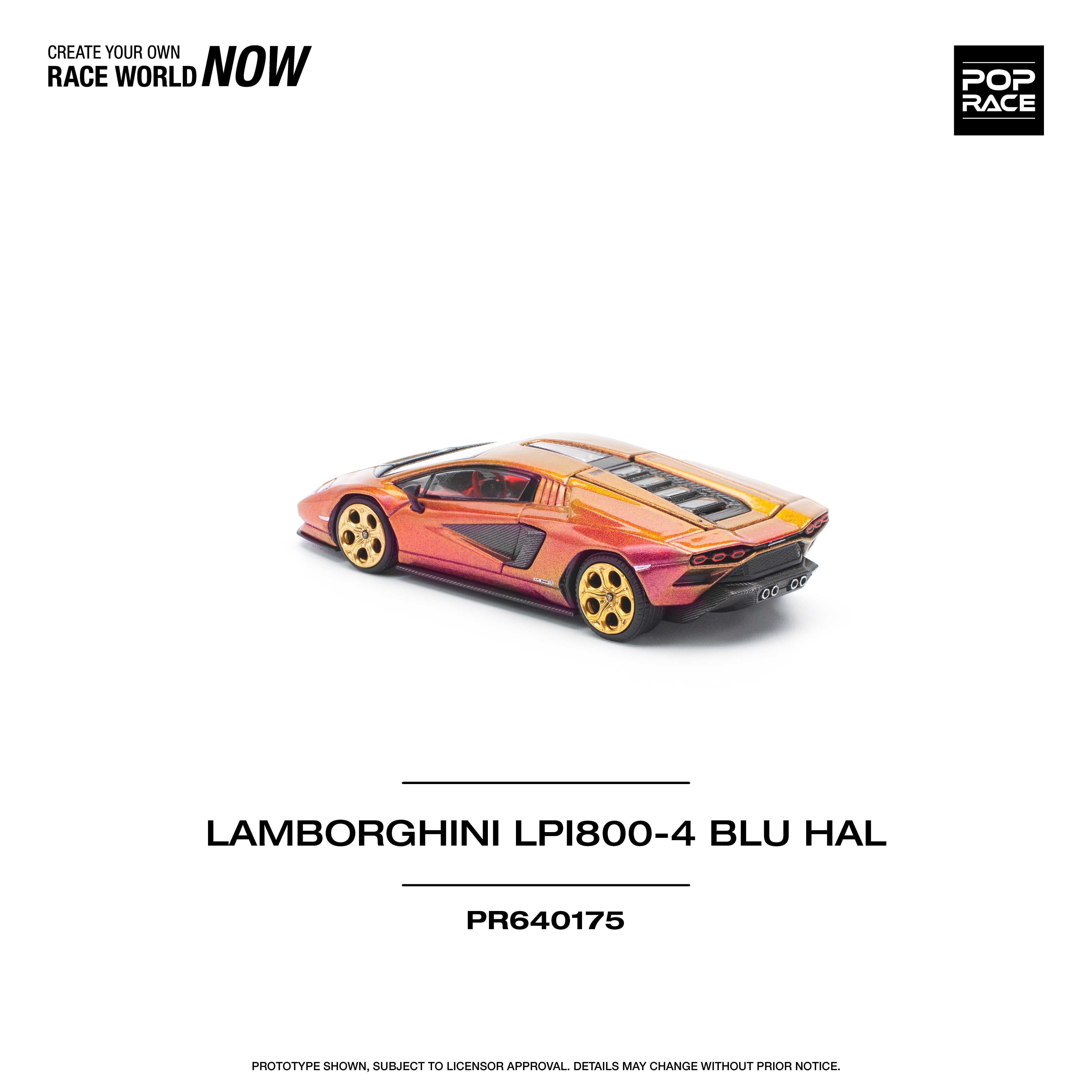 [POP RACE] 1:64 Lamborghini Countach LP 800-4 - Blu Hal