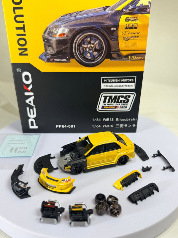 [PEAKO] 1:64 Mitsubishi Lancer Evolution IX Varis Widebody Modified Version Yellow [2026 TMCS Limited Edition]