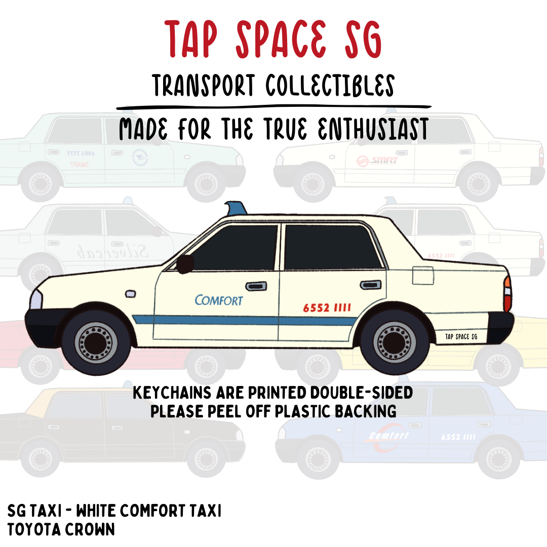 The SG White Comfort Taxi Keychain