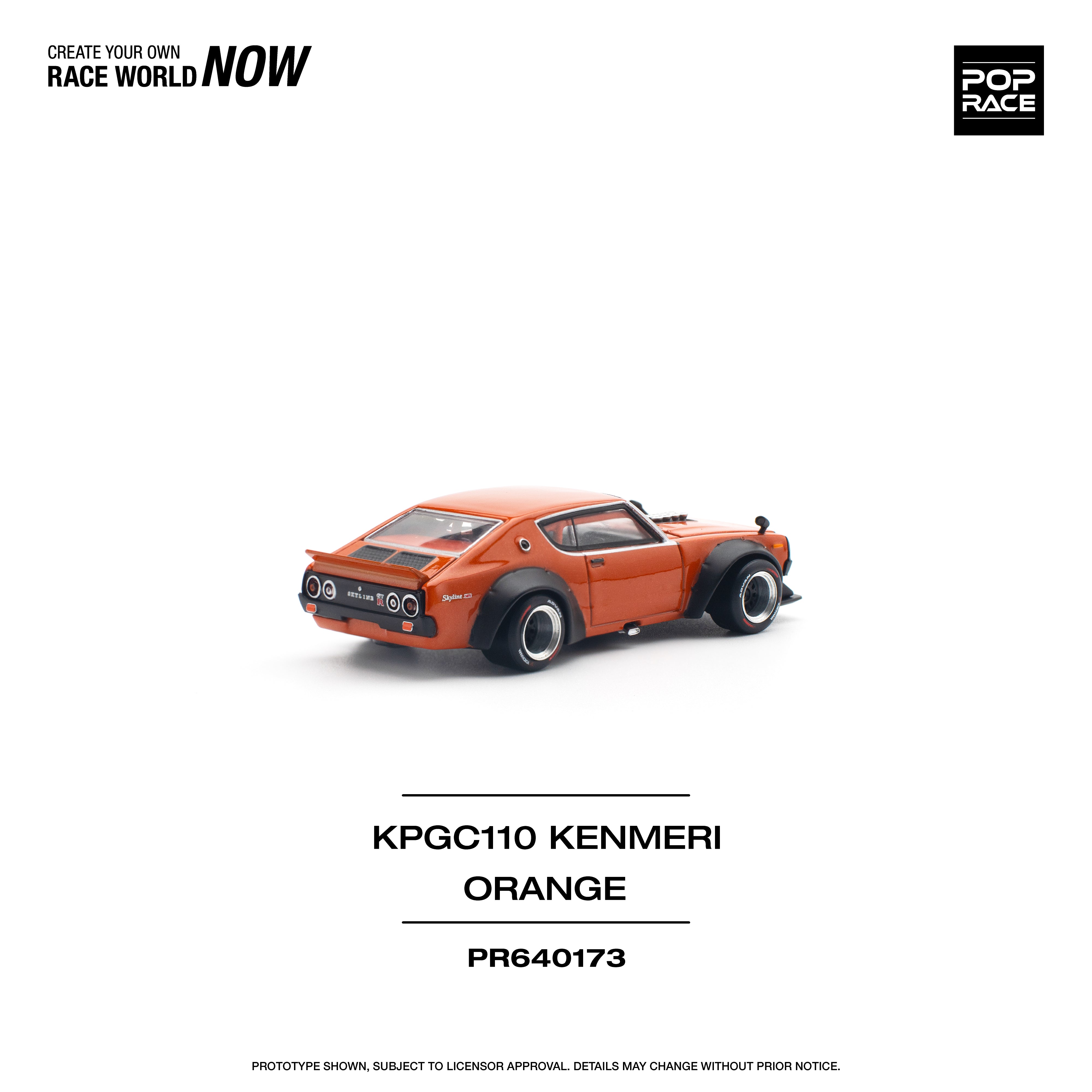 [POP RACE] 1:64 Skyline GT-R V8 Drift (Kenmeri) Orange