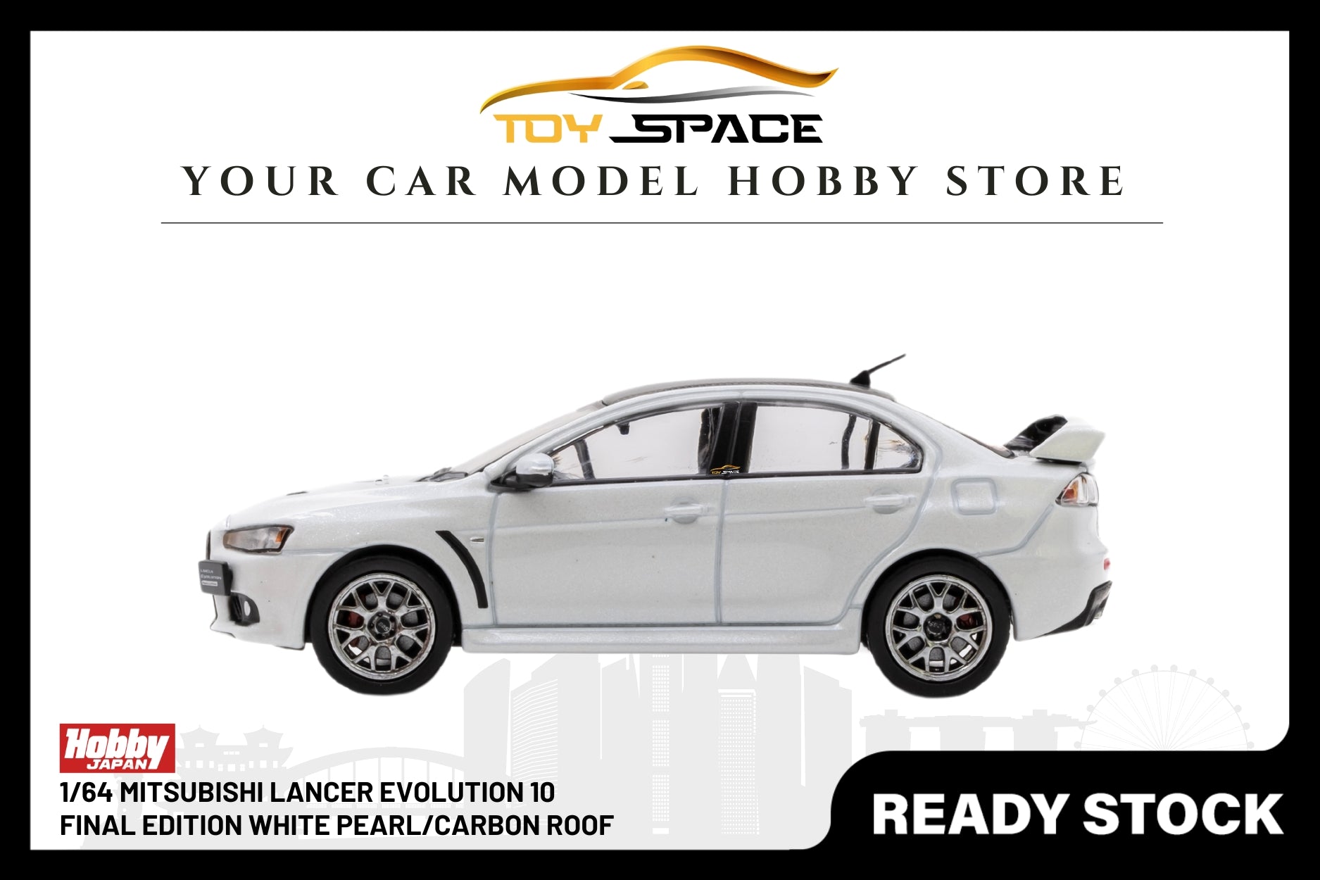 Hobby Japan 1/64 Mitsubishi Lancer Evolution 10 Final Edition White Pearl/Carbon Roof