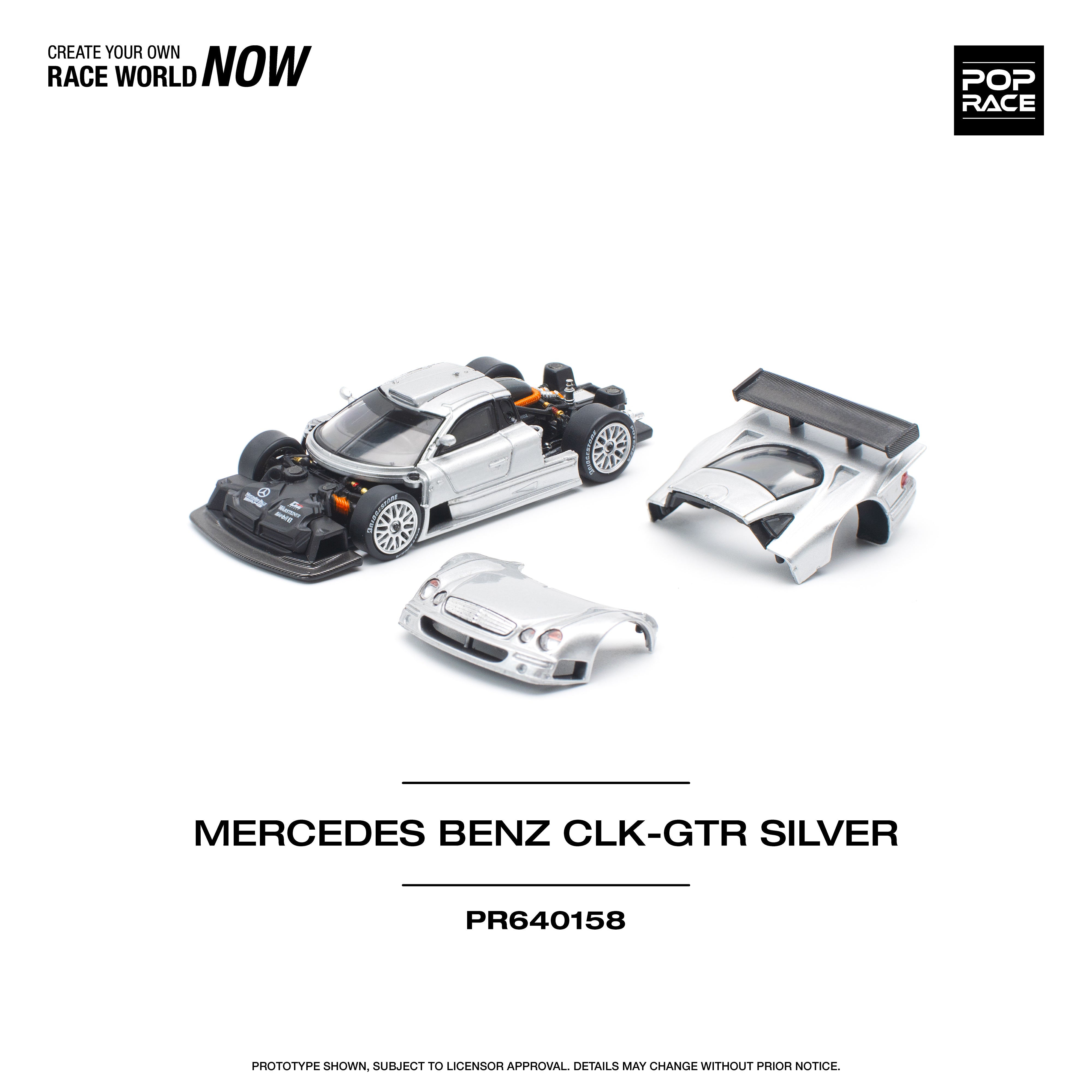 [POP RACE] 1:64 Mercedes-Benz AMG CLK GTR - Silver