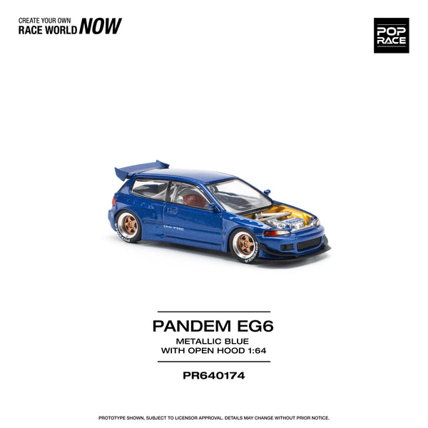 [POP RACE] 1:64 PANDEM Civic EG6 Metallic Red with Open Hood