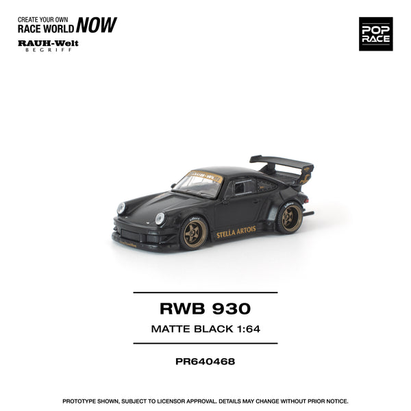 [POP RACE] 1:64 RWB 930 Matte Black "STELLA ARTOIS" - Toy Space Diecast Online Store Singapore