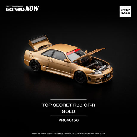 [POP RACE] 1:64 Top Secret GT-R R33 Gold - Toy Space Diecast Online Store Singapore