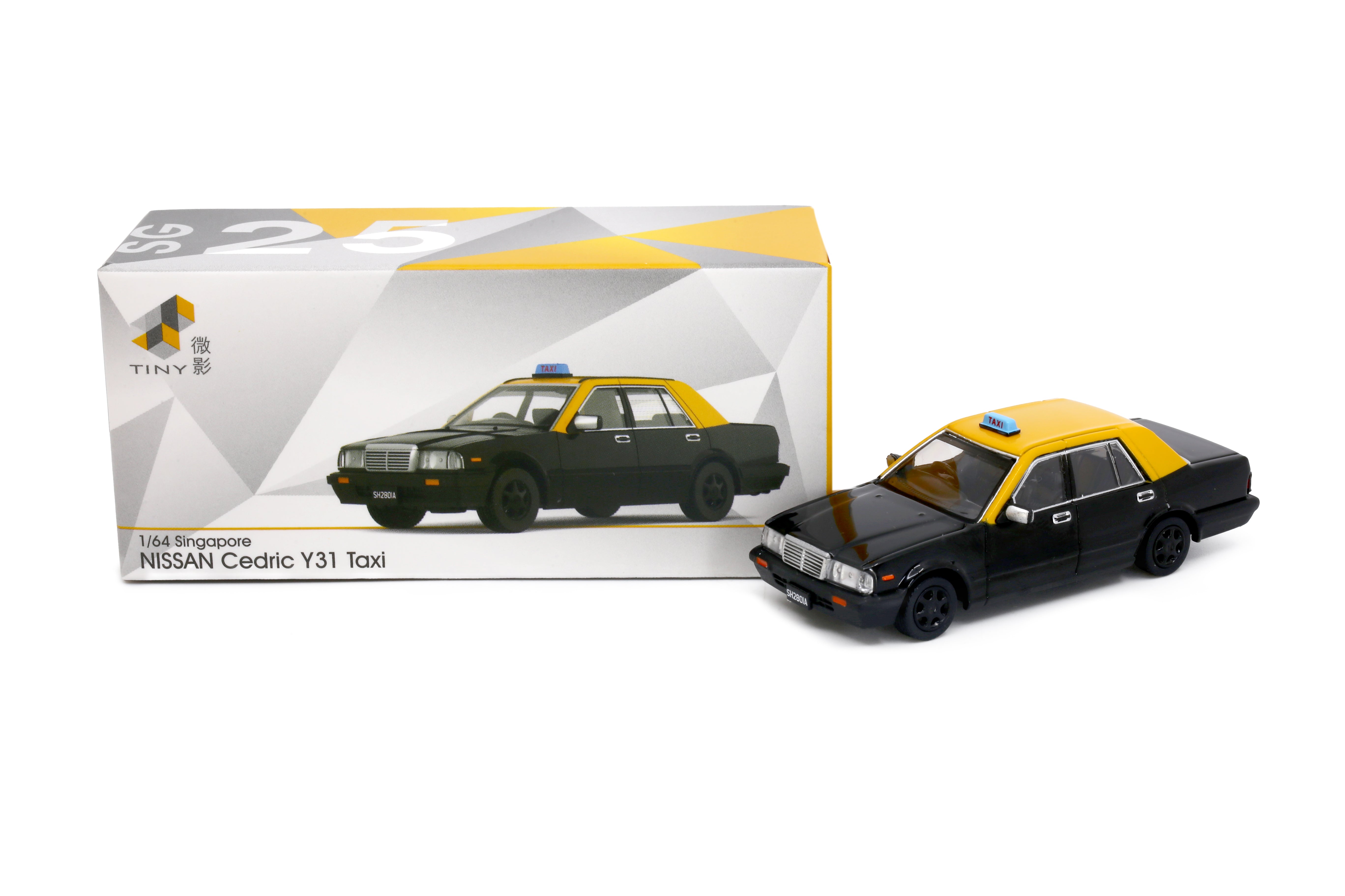 [TINY] SG25 Diecast - Singapore Nissan Cedric Y31 Taxi Black & Yellow