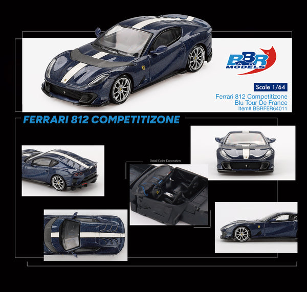 [BBR MODELS] 1:64 Ferrari 812 Competitizone Blu Tour De France