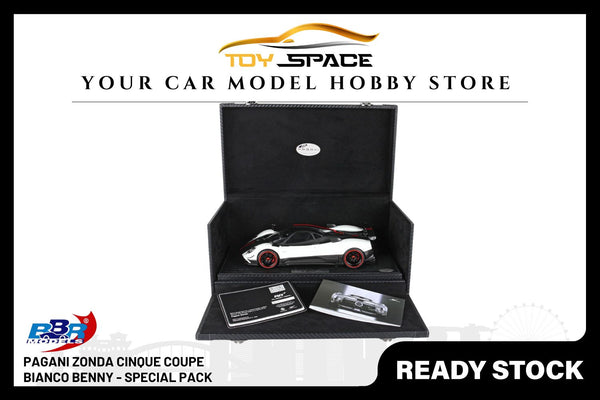 [BBR MODELS] 1:18 Pagani Zonda Cinque Coupe Diecast White Benny - Special Pack