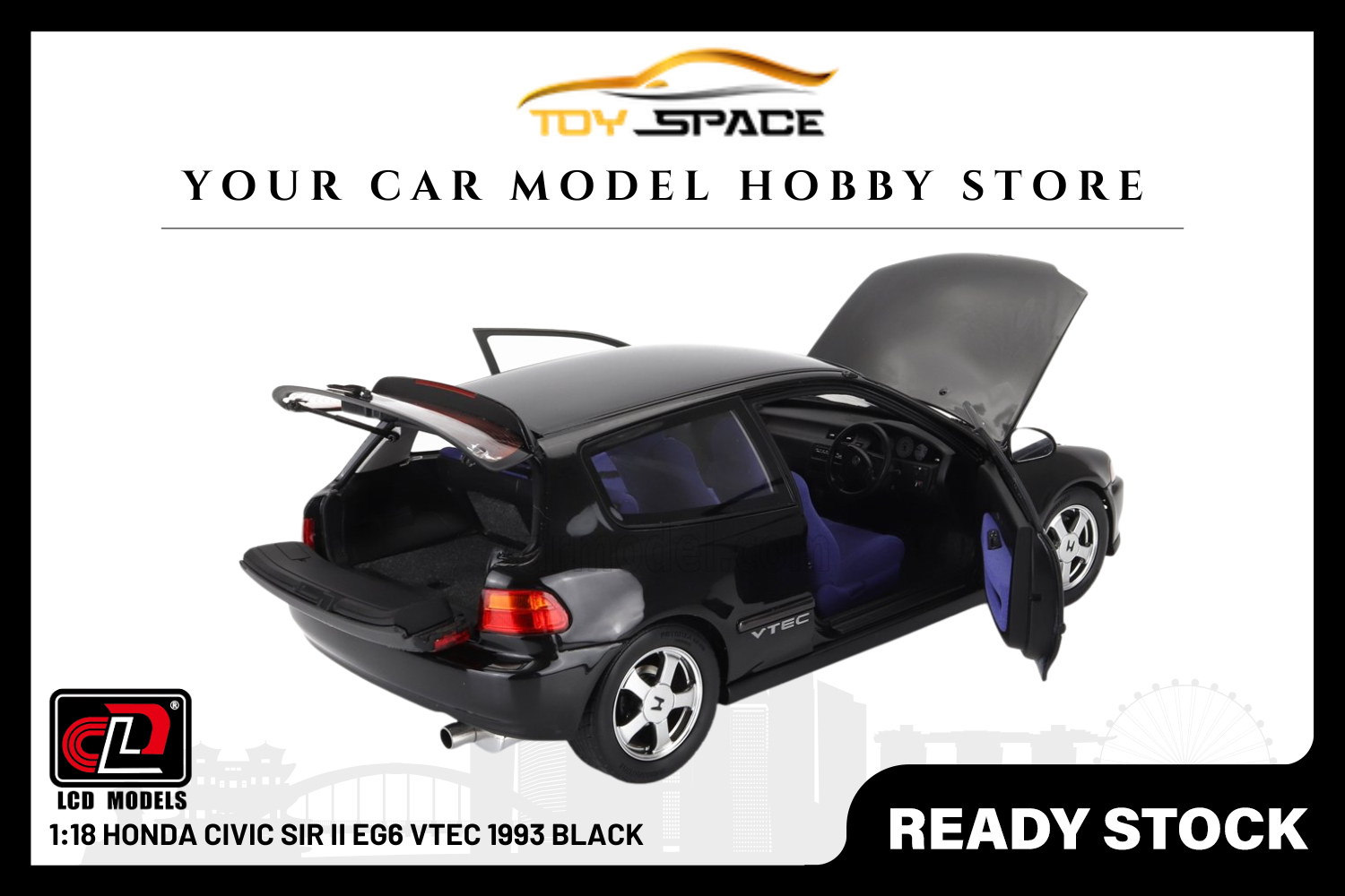 [LCD] 1:18 Honda Civic SIR II EG6 VTEC 1993 Black