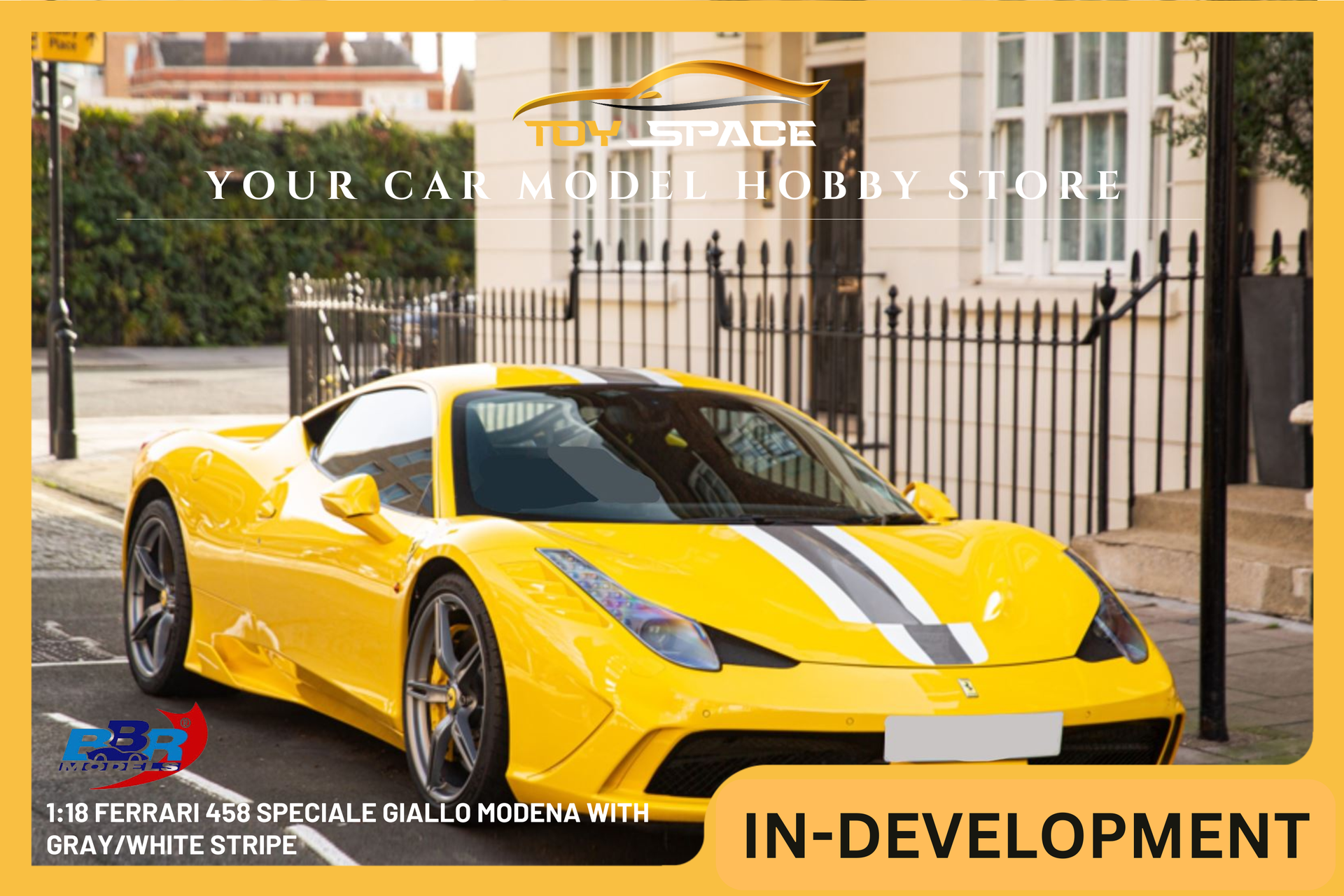 BBR MODELS] 1:18 Ferrari 458 Speciale Giallo Modena With Gray/White S