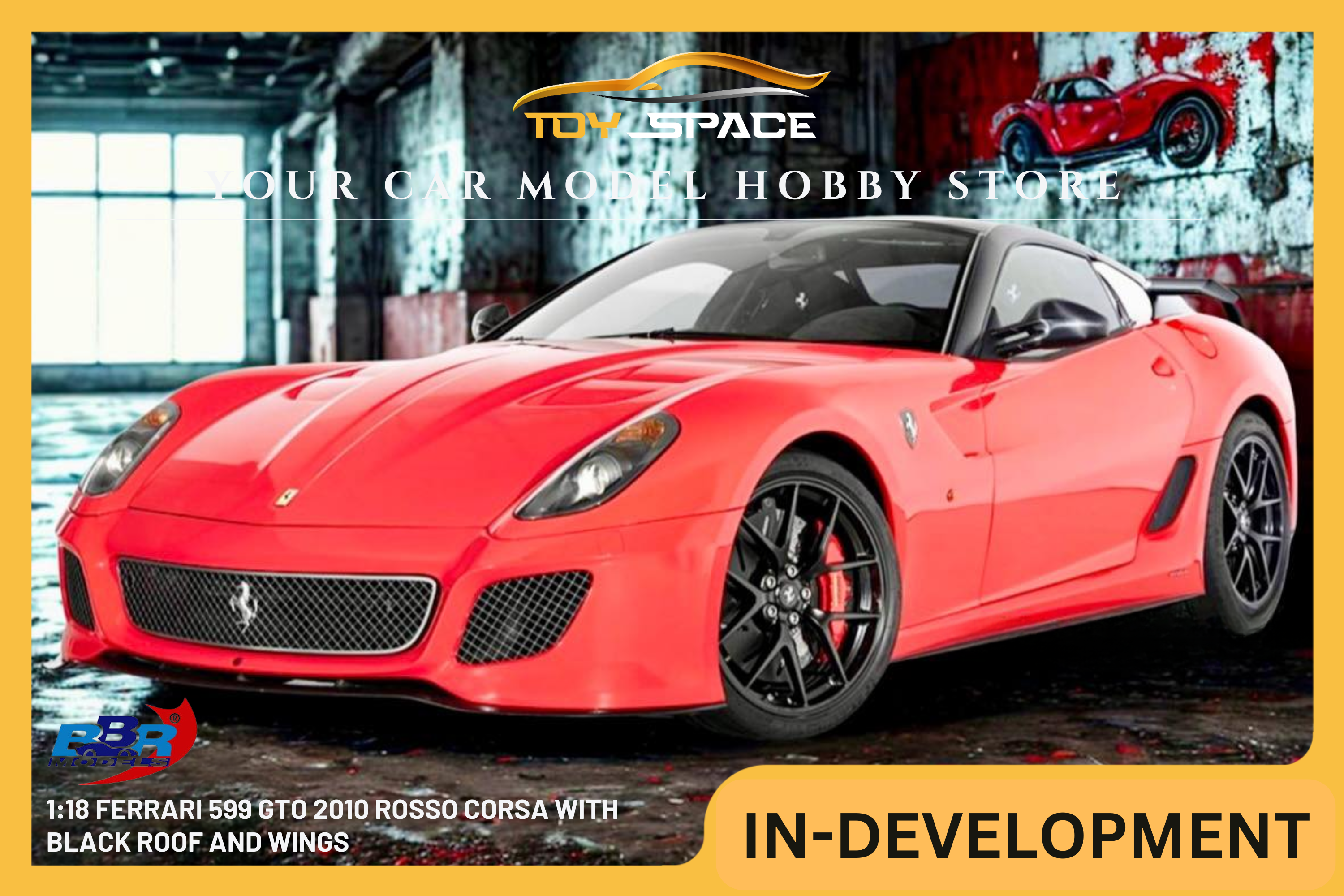 [BBR MODELS] 1:18 Ferrari 599 GTO 2010 Rosso Corsa With Black Roof And Wings