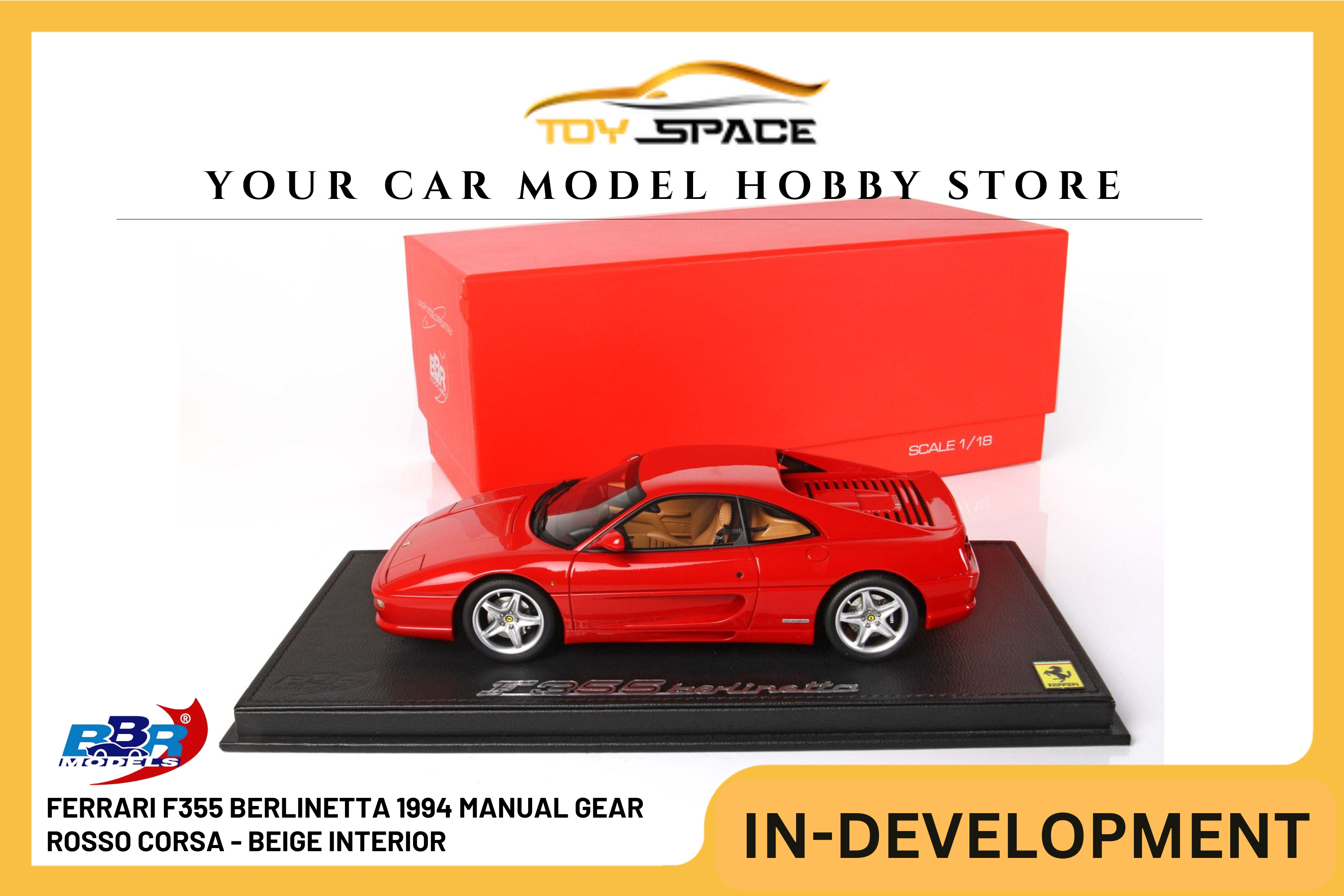 [BBR MODELS] 1:18 Ferrari F355 Berlinetta 1994 Manual Gear Rosso Corsa - Beige Interior