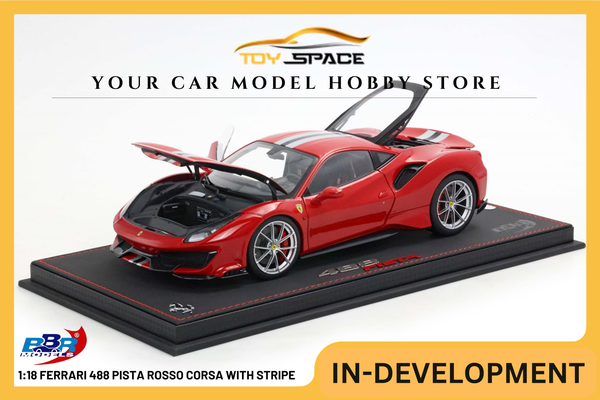 [BBR MODELS] 1:18 Ferrari 488 Pista Rosso Corsa With Stripe