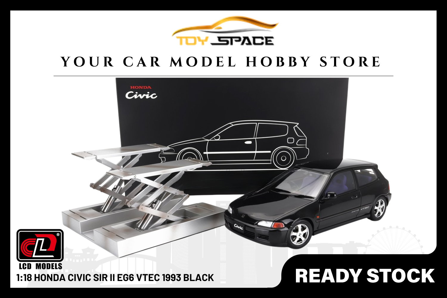LCD] 1:18 Honda Civic SIR II EG6 VTEC 1993 Black