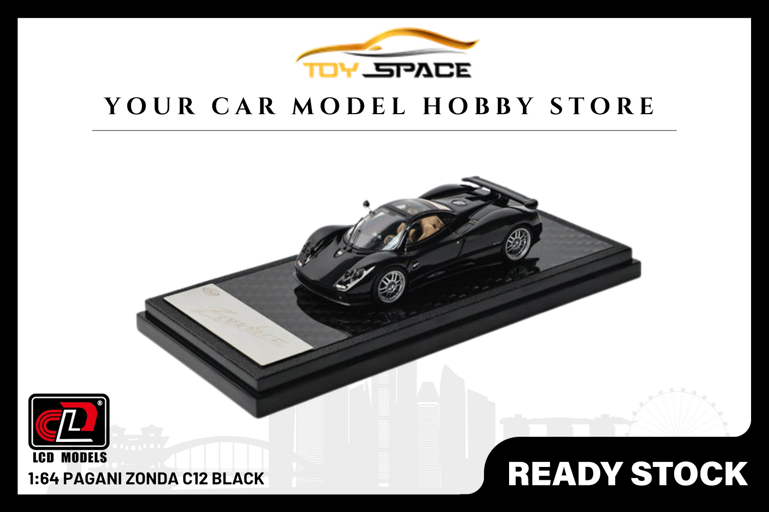 [LCD] 1:64 Pagani Zonda C12 Black - Toy Space Diecast Online Store Singapore