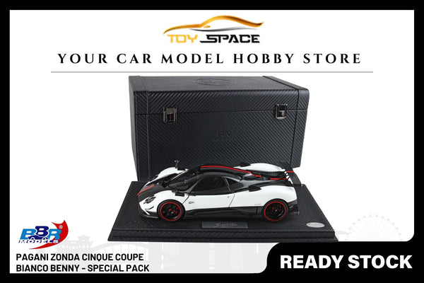 [BBR MODELS] 1:18 Pagani Zonda Cinque Coupe Diecast White Benny - Special Pack
