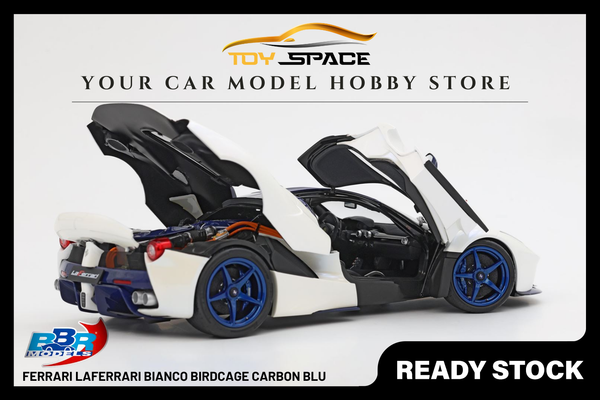 [BBR MODELS] 1:18 Ferrari LaFerrari Bianco Birdcage Carbon Blu
