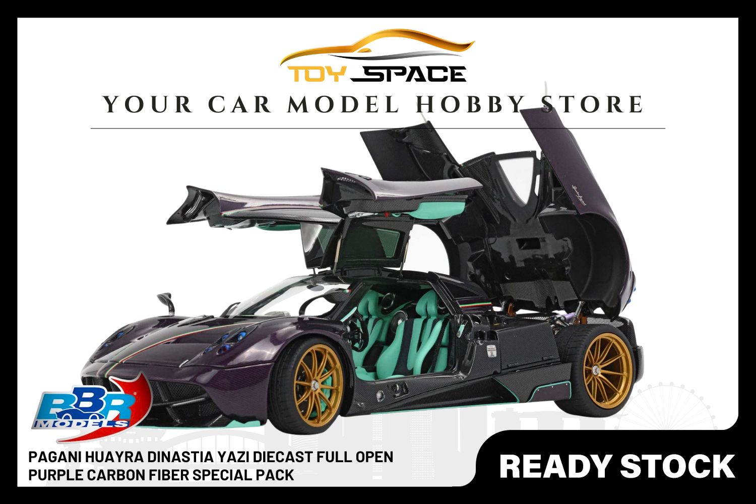 [BBR MODELS] 1/18 Pagani Huayra Dinastia Yazi Diecast - Purple Carbon Fiber SPECIAL PACK