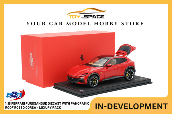 [BBR MODELS] 1:18 Ferrari Purosangue Diecast With Panoramic Roof Rosso Corsa - Luxury Pack