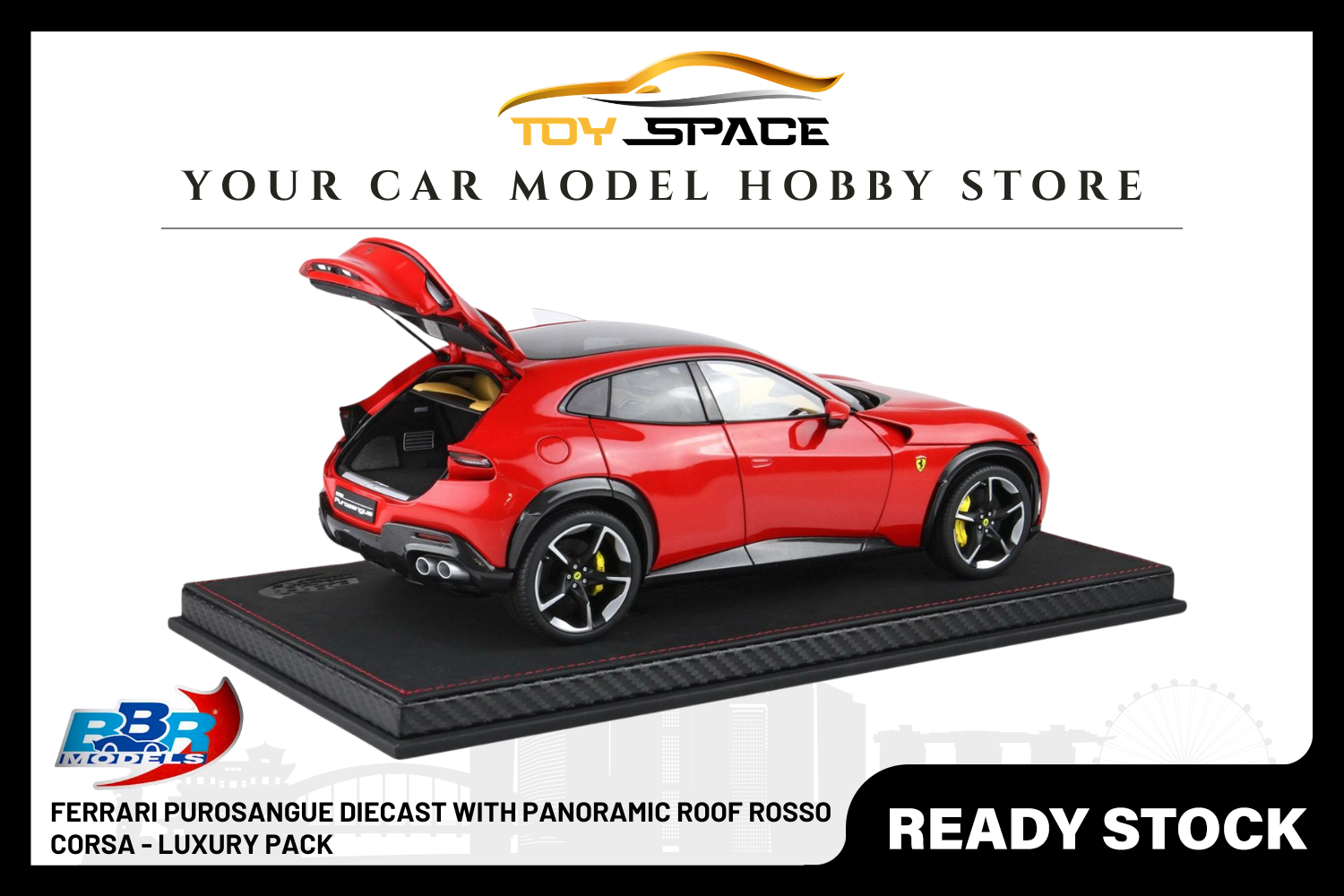 [BBR MODELS] 1:18 Ferrari Purosangue Diecast With Panoramic Roof Rosso Corsa - Luxury Pack