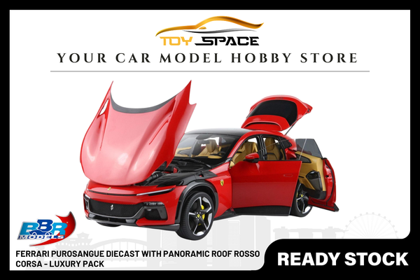 [BBR MODELS] 1:18 Ferrari Purosangue Diecast With Panoramic Roof Rosso Corsa - Luxury Pack