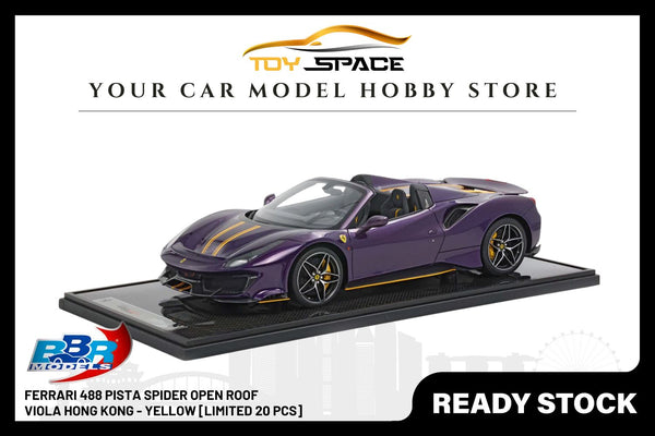 [BBR MODELS] 1:12 Ferrari 488 Pista Spider Open Roof Viola Hong Kong Yellow [Limited 20 pcs]