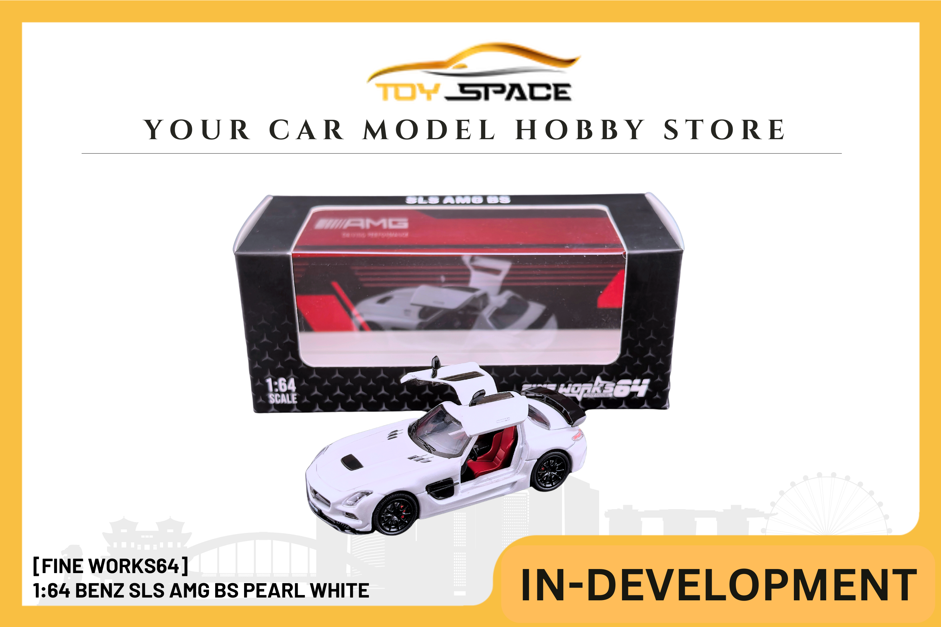 [FINE WORKS64] 1:64 Benz SLS AMG BS Pearl White