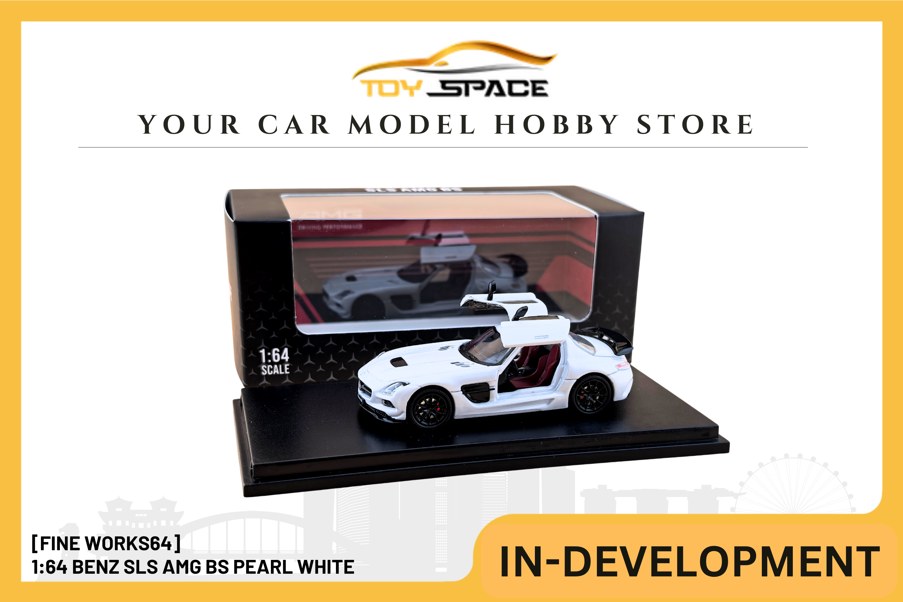 [FINE WORKS64] 1:64 Benz SLS AMG BS Pearl White