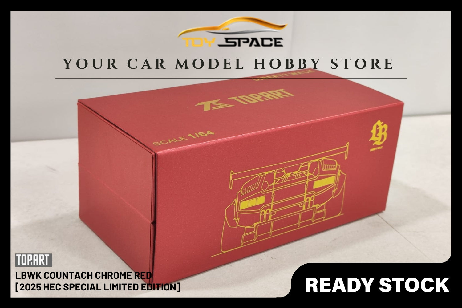 [TOPART] 1:64 LBWK Countach Chrome Red [2025 HEC Special Limited Edition]