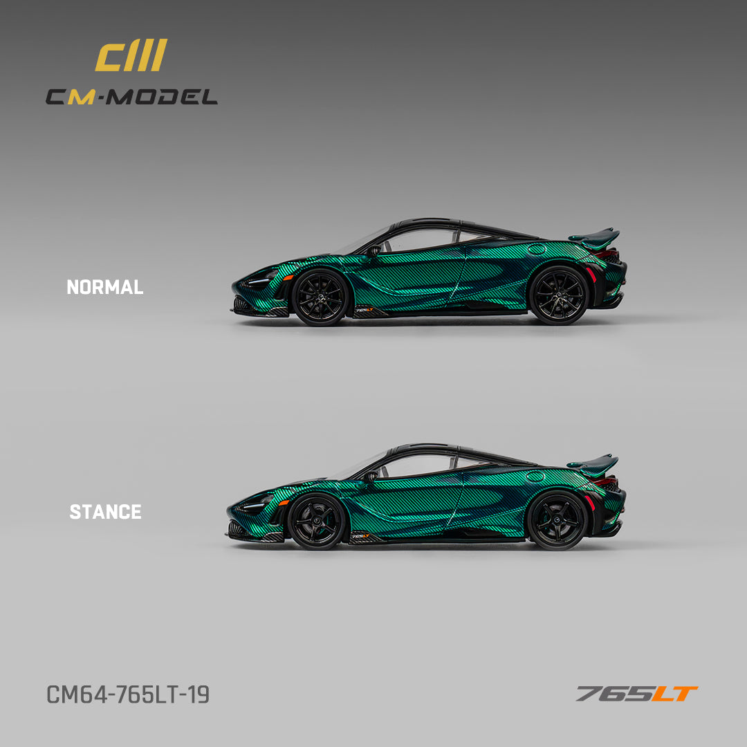 [CM MODEL] 1:64 Mclaren 765LT Chrome Green Full Carbon