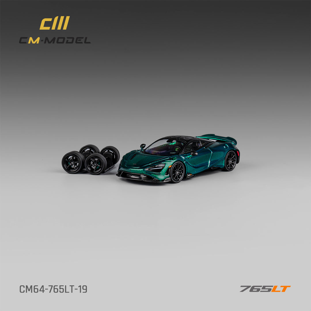 [CM MODEL] 1:64 Mclaren 765LT Chrome Green Full Carbon