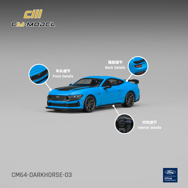 [CM MODEL] 1:64 Ford Darkhorse Grabber Blue With Black Hood Stripes