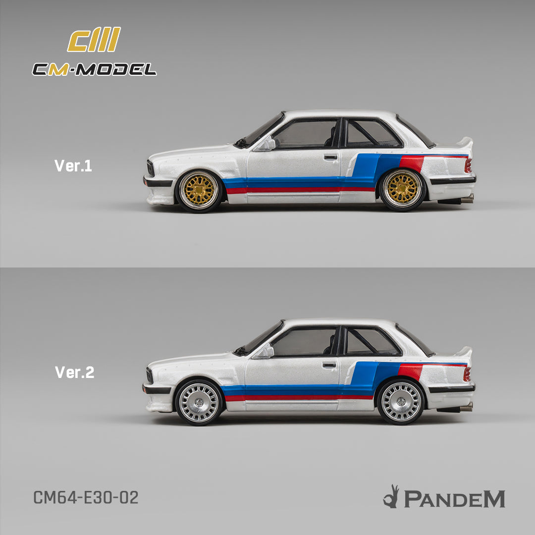 [CM MODEL] 1:64 Pandem M3 E30 Alpine White With M Tri-Stripes - Toy Space Diecast Online Store Singapore