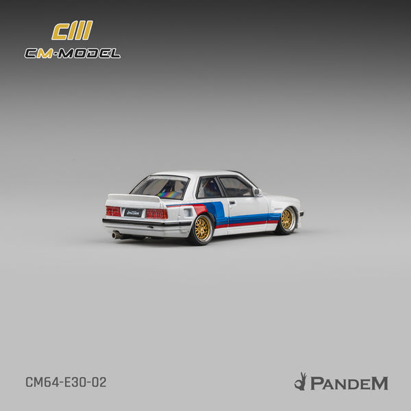 [CM MODEL] 1:64 Pandem M3 E30 Alpine White With M Tri-Stripes - Toy Space Diecast Online Store Singapore