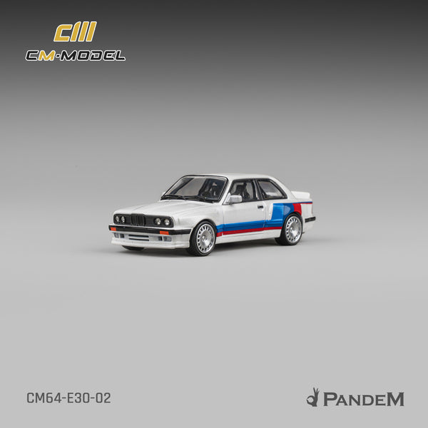 [CM MODEL] 1:64 Pandem M3 E30 Alpine White With M Tri-Stripes - Toy Space Diecast Online Store Singapore