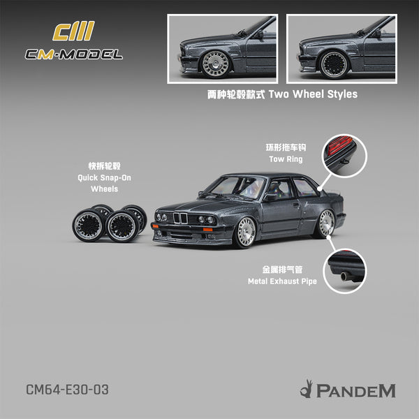 [CM MODEL] 1:64 Pandem M3 E30 Metallic Gunmetal Gray