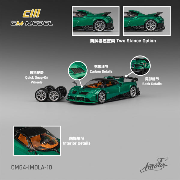 [CM MODEL] 1:64 Pagani Imola Metallic Emerald Green