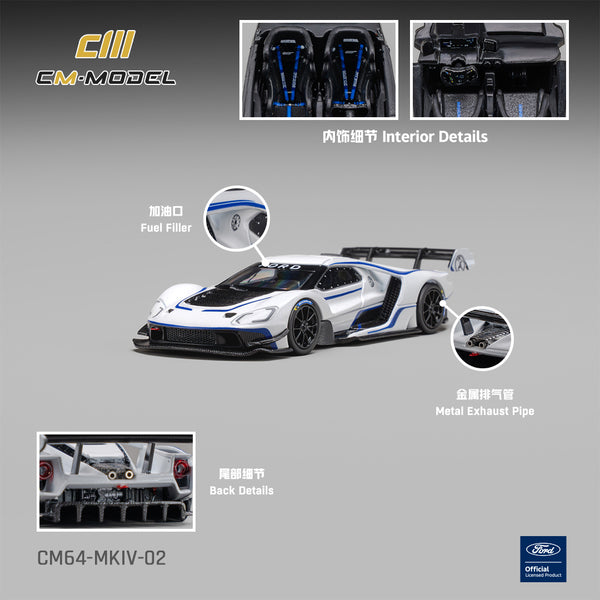 [CM MODEL] 1:64 Ford GT MK IV Frozen White & Sonic Blue Pearl