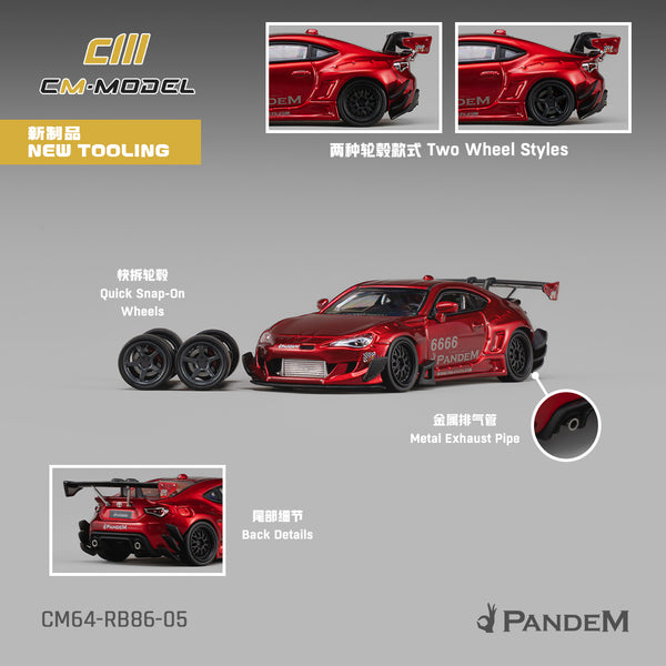 [CM MODEL] 1:64 Toyota GT86 Pandem Widebody V3.5 Metallic Red