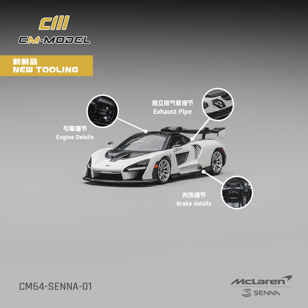 [CM MODEL] 1:64 McLaren Senna Silica White